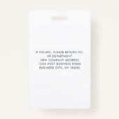 会社ロゴとビジネスバーコードビジターID バッジ (裏面)