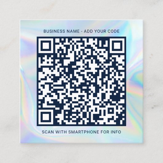 会社ロゴとQRコードの追加DIYホログラフィック スクエア名刺 (正面)