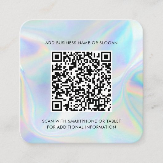 会社ロゴとQRコードホログラフィック スクエア名刺 (正面)