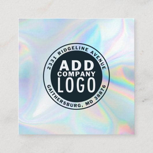 会社ロゴとQRコードDIYホログラフィック スクエア名刺 (裏面)