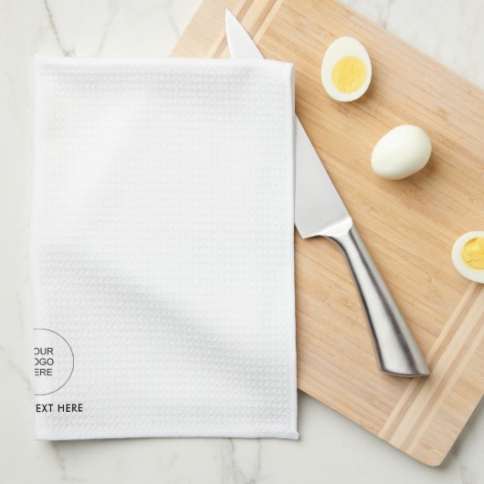 会社ロゴのアップロード文字テンプレートのカスタマイズ キッチンタオル (四つ折り)