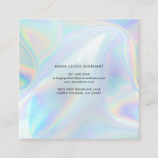 会社ロゴのホログラフィックスクリプトのモダン追加 スクエア名刺 (裏面)