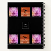 会社ロゴの写真コラージュ 黒 白 ノートブック (裏面)