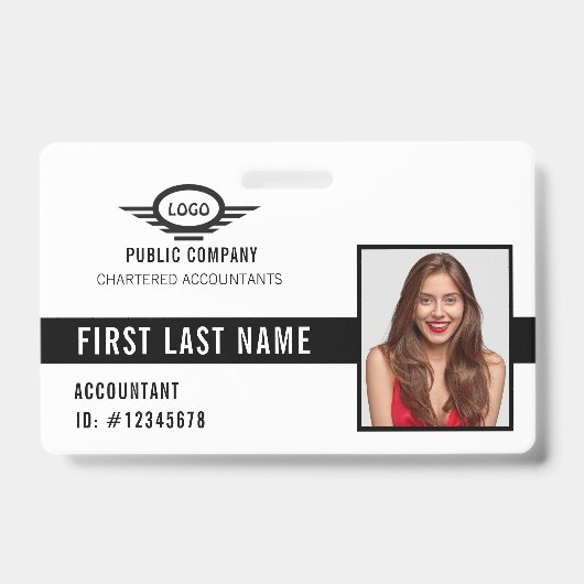 会社ロゴの写真名IDバッジ バッジ (正面)