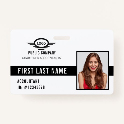 会社ロゴの写真名IDバッジ バッジ (正面)