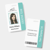 会社ロゴの基本写真ティール(緑がかった色)従業員セキュリティ バッジ (正面&裏面)