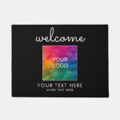会社ロゴはこちらタイポグラフィスクリプト歓迎マット ドアマット (正面)