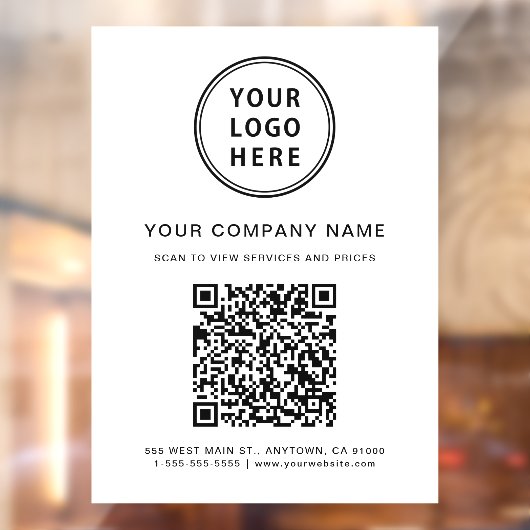 会社ロゴを作成する QR コード 白 ウィンドウサイン (シート2)
