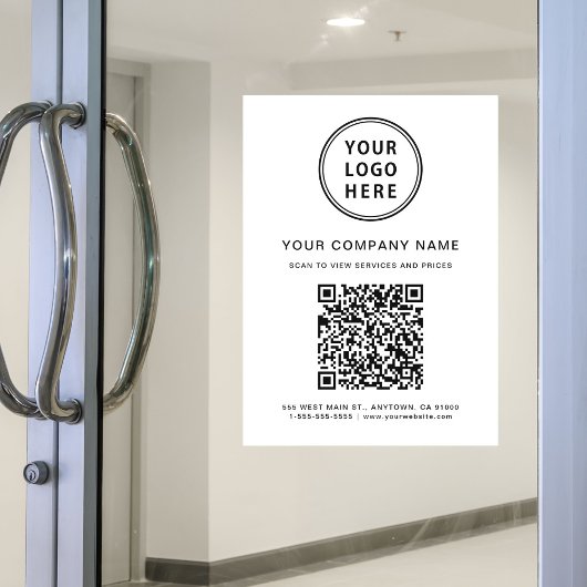 会社ロゴを作成する QR コード 白 ウィンドウサイン