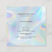 会社ロゴを追加ホログラフィックビューティシアンメイクアップ スクエア名刺 (裏面)