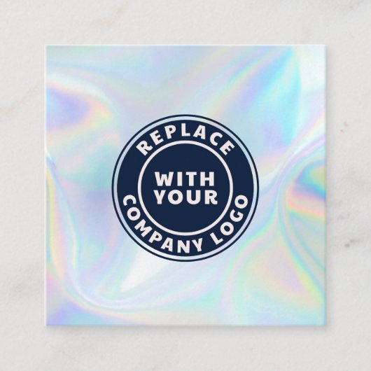 会社ロゴを追加ホログラフィックビューティシアンメイクアップ スクエア名刺 (正面)