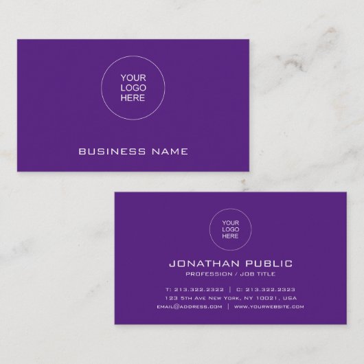 会社ロゴエレガントテンプレート王室の紫モダン 名刺 (正面/裏面)