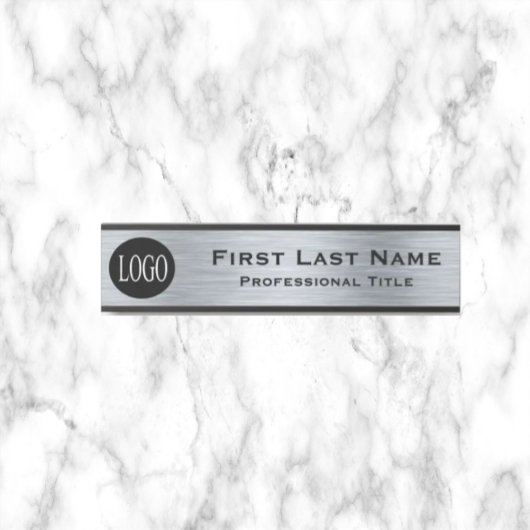 会社ロゴオフィスのドアの看板シルバールック サインプレート