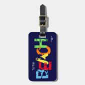 会社ロゴカラフルビーチタイポグラフィ海軍ビーチ ラゲッジタグ (正面縦)