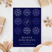 会社ロゴクリスマススノーフレーク企業のネイビー シーズンカード
