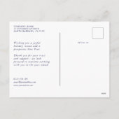 会社ロゴクリスマススノーフレーク企業のネイビー シーズンポストカード (裏面)