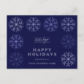 会社ロゴクリスマススノーフレーク企業のネイビー シーズンポストカード (正面)