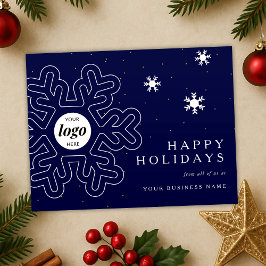 会社ロゴクリスマススノーフレーク企業のネイビー シーズンポストカード
