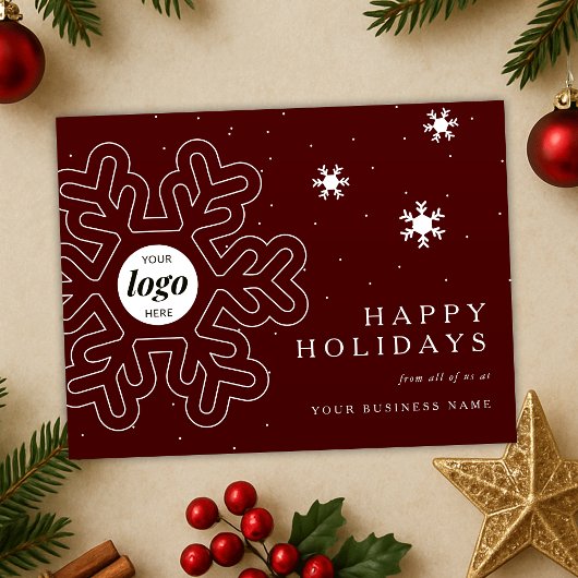 会社ロゴクリスマススノーフレーク赤企業の色 シーズンポストカード