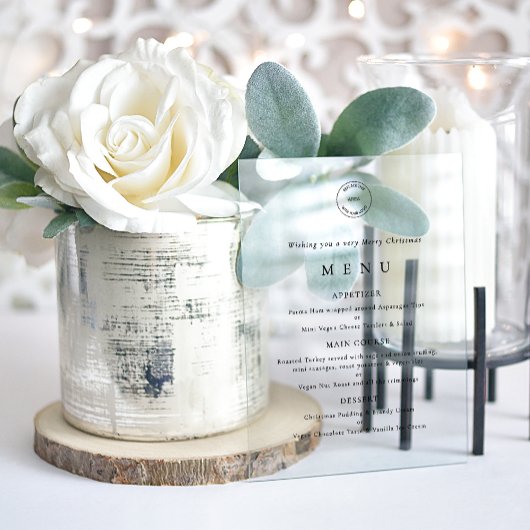 会社ロゴクリスマスパーティーメニュー アクリル招待状