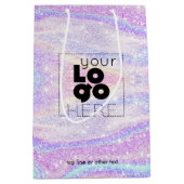 会社ロゴグラデーション虹色グリッター紙小/ ミディアムペーパーバッグ (正面)