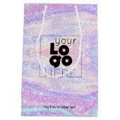 会社ロゴグラデーション虹色グリッター紙小/ ミディアムペーパーバッグ (裏面)