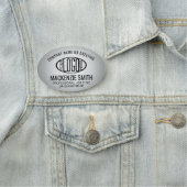 会社ロゴグレーカラープラスチック楕円形の従業員 名札 (インサイチュ)