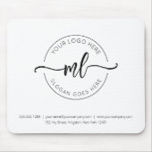 会社ロゴシンプルモノグラムイニシャルホワイト マウスパッド (正面)