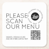 会社ロゴスキャンメニューQRコードラウンド文字事業 スクエアペーパーコースター (正面)