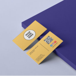 会社ロゴソーシャルメディアQRコードイエローエレガント 名刺