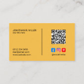 会社ロゴソーシャルメディアQRコードイエローエレガント 名刺 (裏面)