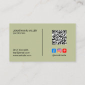 会社ロゴソーシャルメディアQRコードセージエレガント 名刺 (裏面)