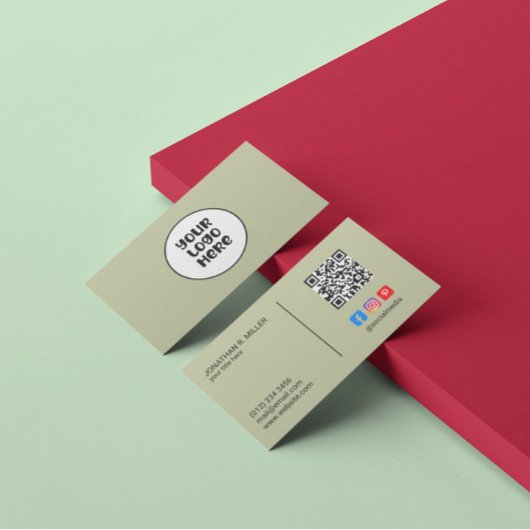 会社ロゴソーシャルメディアQRコードセージエレガント 名刺