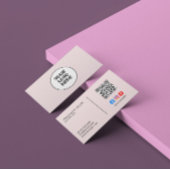 会社ロゴソーシャルメディアQRコードピンクエレガント 名刺