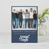 会社ロゴチーム写真ビジネススタイリッシュクリスマス シーズンカード (スタンド正面)