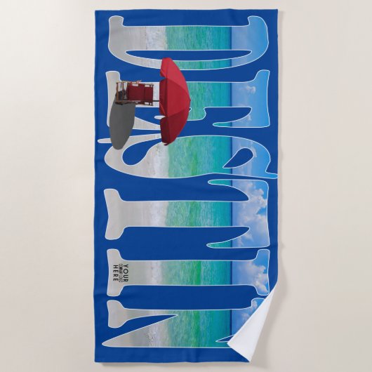 会社ロゴデザインビーチフロリダフォトタイポグラフィ ビーチタオル (正面)