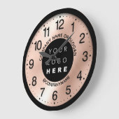 会社ロゴバラ赤面名スローガン ラージ壁時計 (傾斜)