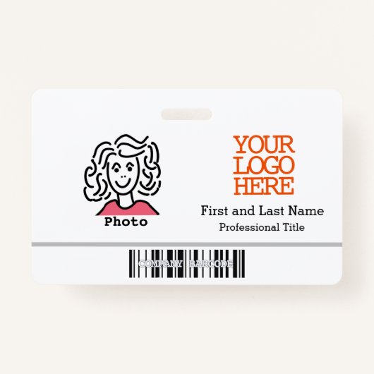 会社ロゴバーコード従業員の写真 バッジ (正面)