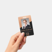 会社ロゴバーコード従業員フォトバラ金ゴールド バッジ (Handheld)