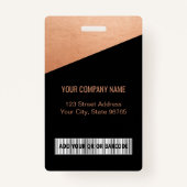 会社ロゴバーコード従業員フォトバラ金ゴールド バッジ (裏面)