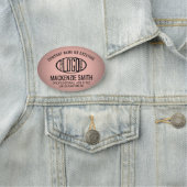 会社ロゴピンクカラープラスチック楕円形の従業員 名札 (インサイチュ)