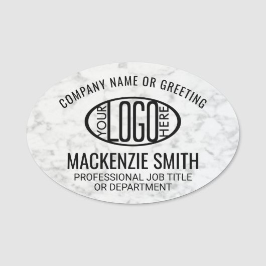 会社ロゴフェイク白大理石の従業員ID 名札 (正面)