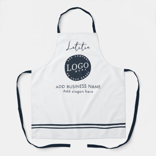 会社ロゴフロリストの従業員名の追加 エプロン (正面)