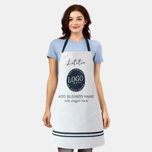 会社ロゴフロリストの従業員名の追加 エプロン (着用した状態)