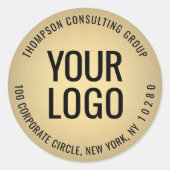 会社ロゴブラック&金ゴールドフォイルフェイク差出人住所 ラウンドシール (正面)