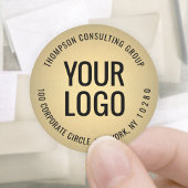 会社ロゴブラック&金ゴールドフォイルフェイク差出人住所 ラウンドシール