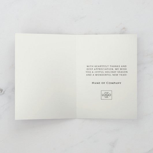会社ロゴプロフェッショナルエレガントカスタムクリスマス シーズンカード (内部)