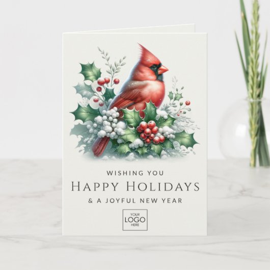 会社ロゴプロフェッショナルエレガントカスタムクリスマス シーズンカード (正面)