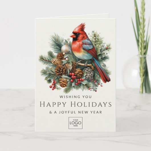 会社ロゴプロフェッショナルエレガントカスタムクリスマス シーズンカード (正面)