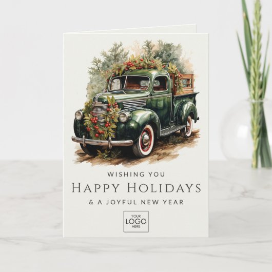 会社ロゴプロフェッショナルエレガントカスタムクリスマス シーズンカード (正面)